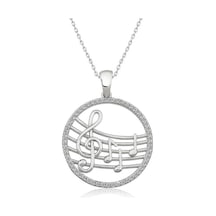 925 Ayar Gümüş Müzik Temalı Kadın Gümüş Kolye
