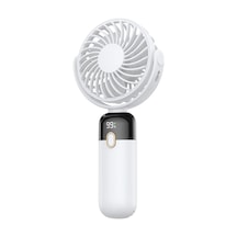 Warmco K70 Taşınabilir Şarjlı El Vantilatörü 2400mah 360 Döner Başlıklı Ve Standlı Dijital Ekranlı Soğutucu Fan Beyaz