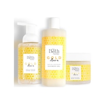 The Bath Factory Gold Aura Vücut Peeling + Gold Aura Duş Jeli + Gold Aura Köpük Sabun﻿﻿