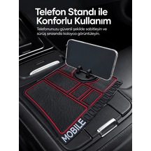 Araç İçi Telefon Standlı Kaydırmaz Silikon Organizer Mat Konsol D