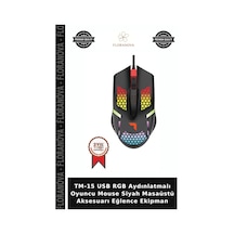 Tm-15 Usb Rgb Aydınlatmalı Oyuncu Mouse Siyah Masaüstü Aksesuarı Eğlence Ekipman