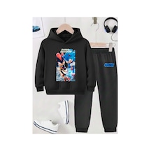 Stil-x Sonıc Baskılı Çocuk Eşofman Takımı, Şardonlu Soft Kumaş, Unısex Siyah-7