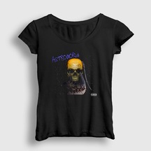 Presmono Kadın Skull Astroworld Travis Scott T-shirt Siyah