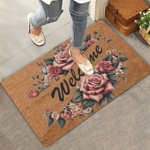 Valerine Life Kırmızı Trento Gülleri Welcome Kapı Önü Paspası 45x70cm
