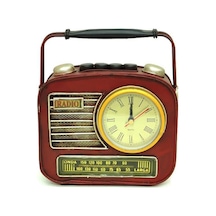 Dekoratif Metal Radyo Saatli Kumbara Vintage Biblo Hediyelik