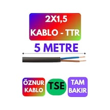 Öznur 2x1,5 Ttr Kablo, 5 Metre, Siyah