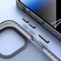 Apple Uyumlu iPhone 14 Pro Max Kılıf Mat Arka Yüzey Wireless Şarj Özellikli Zore Locik Kapak