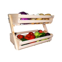 Doğal ahşap patates soğan kasası mutfak rafı mutfak sepeti 2 kat