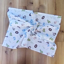 S-Mall Müslin Bebek Battaniyesi -Rakamlar -Pamuk -75X85 Cm Çok Renkli