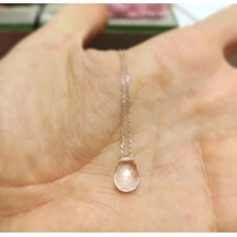Oriental Kuyumculuk Jewellery Saydam Beyaz Taşlı Gümüş Damla Kolye Gümüş