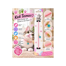 Kedi Tasması Pembe Boncuklu Nazar Detaylı Ayarlanabilir Boyun Tasması