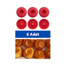 Kırmızı 6'lı Silikon Mini Kek Kalıbı - Muffin Kalıbı 6 Adet Göbekli Kek Kalıbı Silikon Kırmızı Diğer