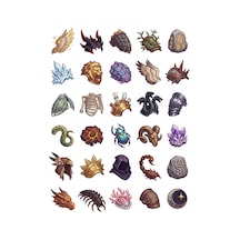 30 Adet Fantastik Rpg Zırh Sticker Seti - Laptop, Defter, Matara Çıkartması Çok Renkli