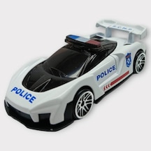 Metal Mini Polis Arabası 8 Cm - Polis - 4 Lisinya Beyaz