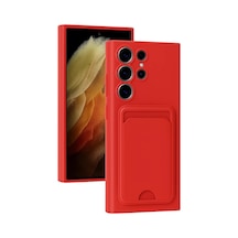 Samsung Galaxy Uyumlu   S24 Ultra Kılıf Kelvin Kartvizitli Silikon - Kırmızı -