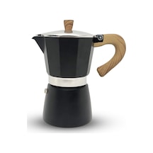 Horecamark Aluminyum Moka Pot 6 Kupa Siyah 6 Cups Moka Pot