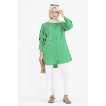 Sevitli Boncuk İşlemeli Tunik-yeşil-2485-yeşil Yeşil