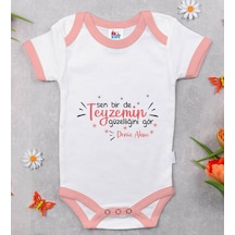 Bk Gift Bk Kids Kişiye Özel Pembe Bebek Body Zıbın - Model 55 3-6 Ay