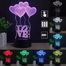 3d Dokunmatik Led Gece Lambası Pilli & Usb Bağlantılı Renk Değiştiren Masaüstü Kalp Love Şekilli Siyah