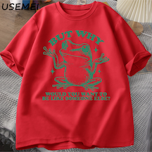 Flood Of Style Ama Neden Başka Biri Gibi Olmak İstersiniz T-shirt Erkekler Retro Komik Kurbağa Grafik T Shir Kırmızı