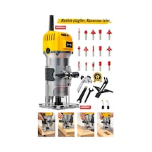 Premium Seri Ahşap Freze Makinesi, 6 Kademe Devir Ayarlı, 6 Mm Pens, 12 Uç Dahil Pro Set