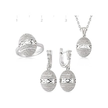 Gümüş Zirkon Taşlı Oval Kadın Set (551167827)