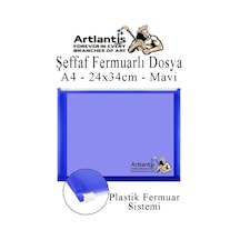 A4 Şeffaf Fermuarlı Dosya Mavi 1 Adet Pvc Fermuarlı Evrak Dosyası 24x34cm Çıtçıtlı Belge Evrak Dosyası Ofis Büro Okul
