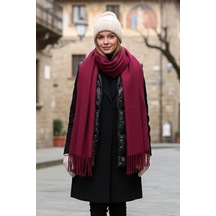 Remsa Püsküllü Buklet Atkı Şal 40x210 Cm 1257 Bordo Bordo