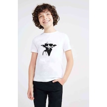 Tshirthane Yoda Baskılı Unisex Çocuk Beyaz T-Shirt