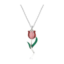 Gümüş Lale Bayan Kolye Sl8754 Gümüş