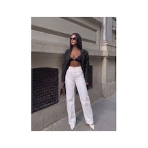 HLT Jeans Kadın Beyaz Yıkamalı Wide Leg Yüksek Bel Likralı Jean Kot Pantolon Jessica-2040