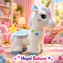 Kanatlı Boynuzlu Unicorn Pony Peluş Oyuncak 55 Cm 046 - Pembe