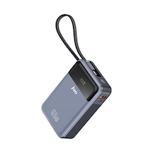 Juo JLP265 20000 Mah 65w Led Ekranlı Usb-a + Type-c Kablolu Taşınabilir Hızlı Şarj Cihazı Powerbank Gri