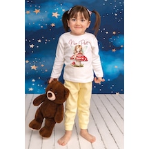 Pia Baby İsme Özel Kız Çocuk Pijama Takımı %100 Pamuk Penye İsim Baskılı Kişiye Özel Çocuk Pijaması 10968s14pi Krem