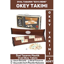 Özel Uzun Ömürlü Dayanıklı Aile Ev Arkadaş Kahve Cafe Oyun Plastik Oval Koyu Renk 101 Okey Takımı
