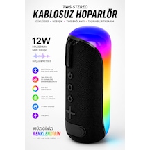 Blc Tws Stereo Kablosuz Bluetooth Hoparlör Rgb Işıklı 12w Güçlü Ses 1800mah Taşınabilir Tf Kart Destekli Usb Şarjlı