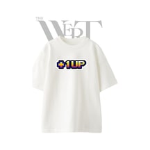 Thewert 1up Tasarım Baskılı Ünisex Beyaz Oversize T-shirt