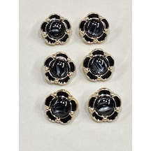 Papatya Düğme/ Papatya Sedefli Model / Siyah / 6 Lı Set / 2 Cm