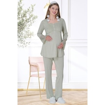 Mecit Pijama Lohusasepeti 5717 Dantel İşlemeli Lohusa Pijama Takımı 001