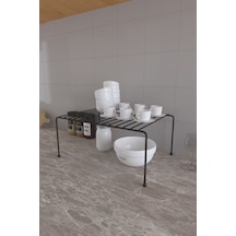 Eva Metal Tasarim Dolap Içi Düzenleyici Organizer Tezgah Banyo Tabak Bardak Düzenleme Siyah