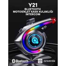 Y21 Rgb Işık Efektli Intercom Bluetooth Motosiklet Kask Kulaklığı Intercom Kulaklık