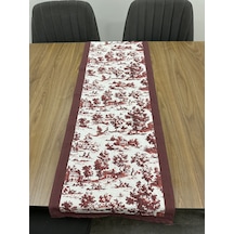 Toile De Jouy Monet Runner 40x110 Cm %100 Pamuk Dijital Baskılı Masa Örtüsü Country Tarzı Fransız Desen Masa Dekoru - Zt710 Kırmızı