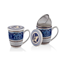 Porselen Blue Banube Filtreli Kupa Kapaklı 12cm