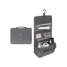 Mufunye Seyahat Tuvalet Çantası, Çok İşlevli Su Geçirmez, Katlanabilir Kanca, Gri