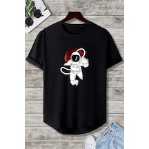 Uyguntarz Unisex Astronot Tasarım Tshirt Siyah