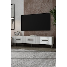 180dhdts8bg Luna Kapaklı Pleksi Lazer Desen Tv Sehpası Beyaz-gümüş