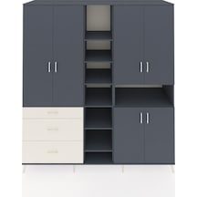 Kronos Dolap 13 Raflı 3 Çekmeceli 6 Kapaklı 220x59x243 Antrasit-antrasit/aytaşı Antrasıt/aytası - Antrasıt