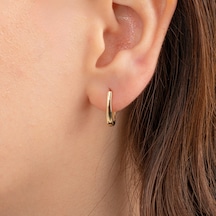 925 Ayar Gümüş Oval Halka Küpe Sarı