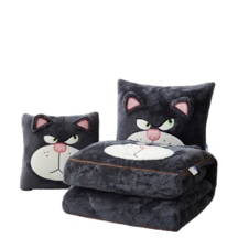 Yastık Yorgan Çift Amaçlı Şekerleme Battaniyesi-siyah