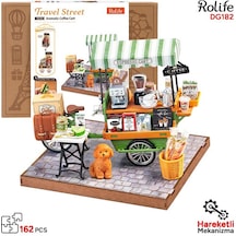 Rolife Dg182 Kahve Arabası Aromatic Coffee Dıy Minyatür Maket Model Seti Ahşap 3d Wooden Puzzle 3d Model Kit Detaylı Dekoratif Hobi Seti Ahşap Maket